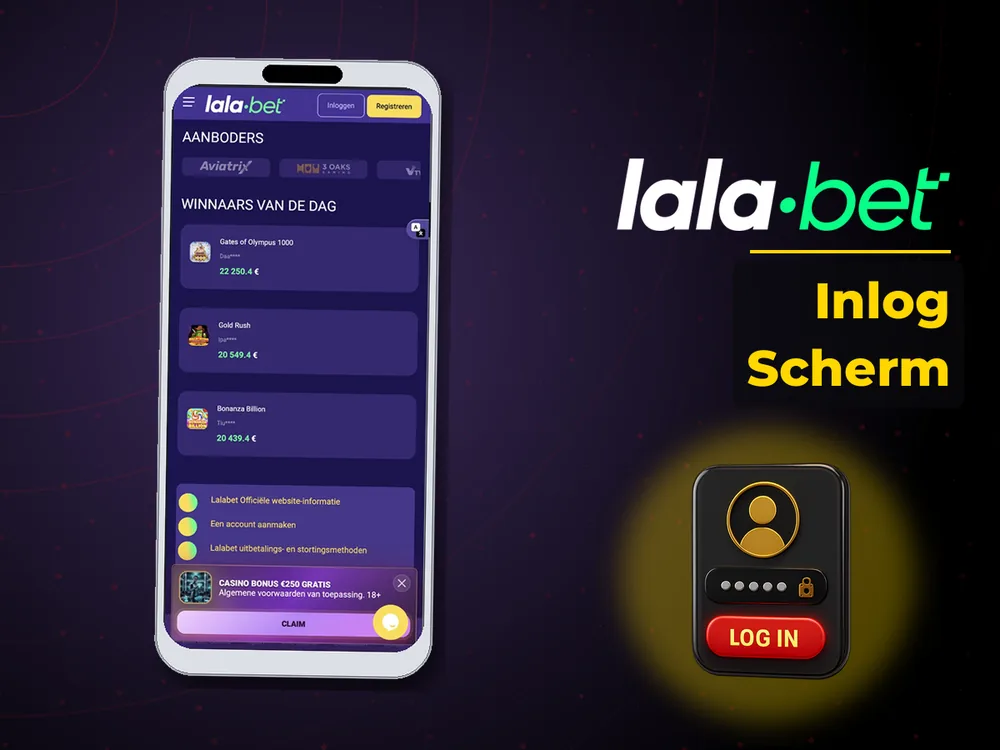 lalabet - Inlog Scherm